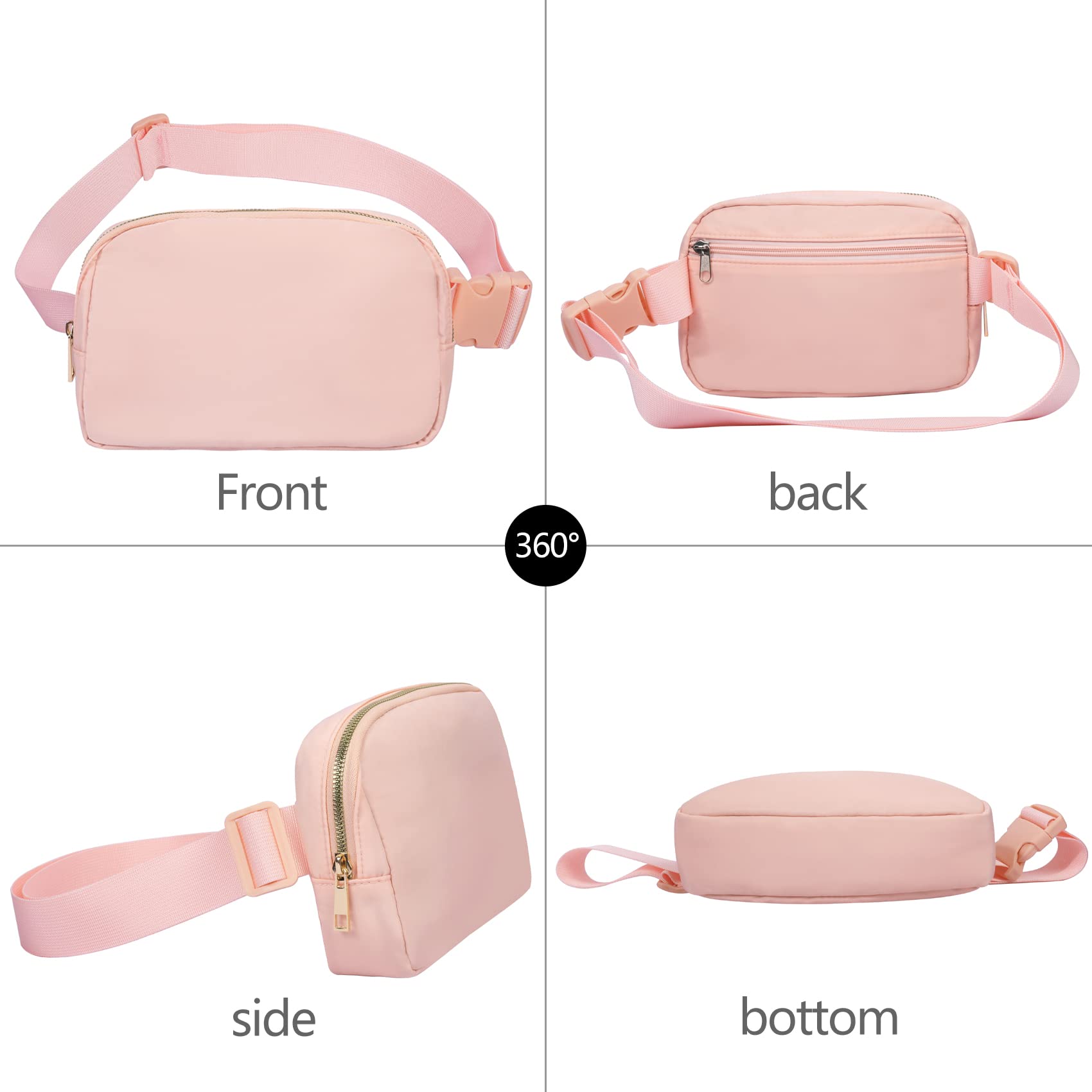 Vorolo Fanny Pack Christmas Gift For Women And Men Crossbody Bag Belt Bag Bum Bag With Adjustable Strap For Sportslight Pink