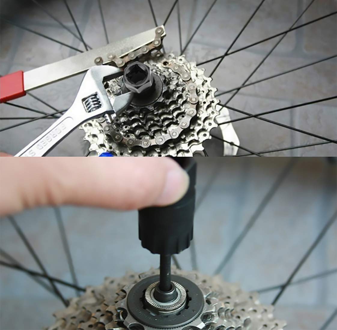 Qkurt Cassette Lockring Tools Set, 2Pcs Cassette Removal Tool Freewheel Maintenance Tool