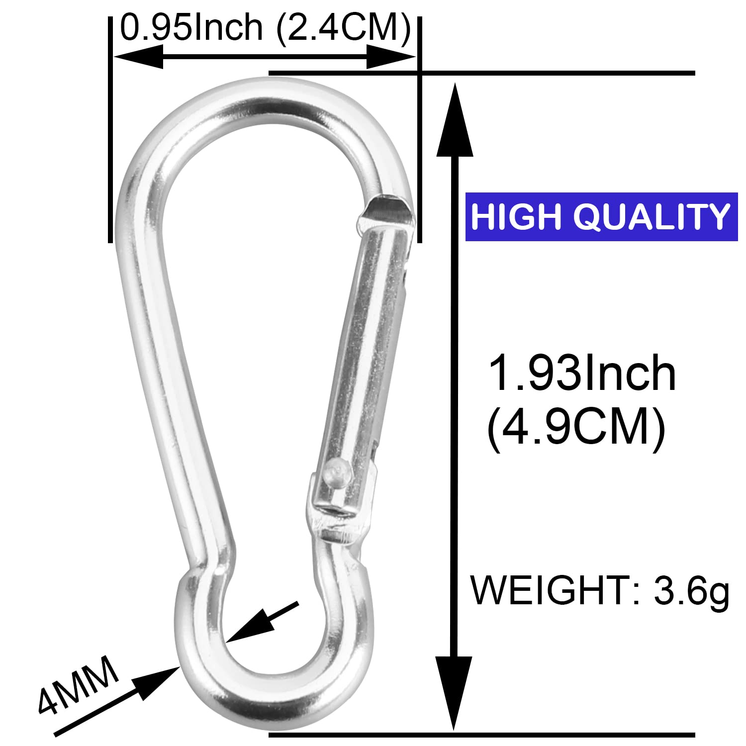 Samloo 30Pcs Mini Aluminum Carabiner Spring Clip 2'' Snap Hook Keychain For Outdoor Camping Hiking Fishing Traveling Backpack Bo