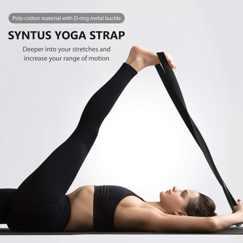 Syntus Yoga Block And Yoga Strap Set, 2 Eva Foam Soft Non-Slip Yoga Blocks 9   6   4 Inches, 8Ft Metal D-Ring Strap For Yoga, Ge