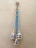 Shopping Shots Macrame Symphony Ceramic Bells Macrame Melodies Set Of 3 Ceramic Hanging Bells With Hooks For Wall,Home, Garden D