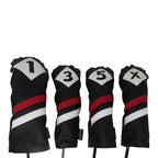 Majek Retro Golf Headcovers Black Red And White Vintage Leather Style 1 3 5 X Driver And Fairway Head Covers Fits 460Cc Drivers 
