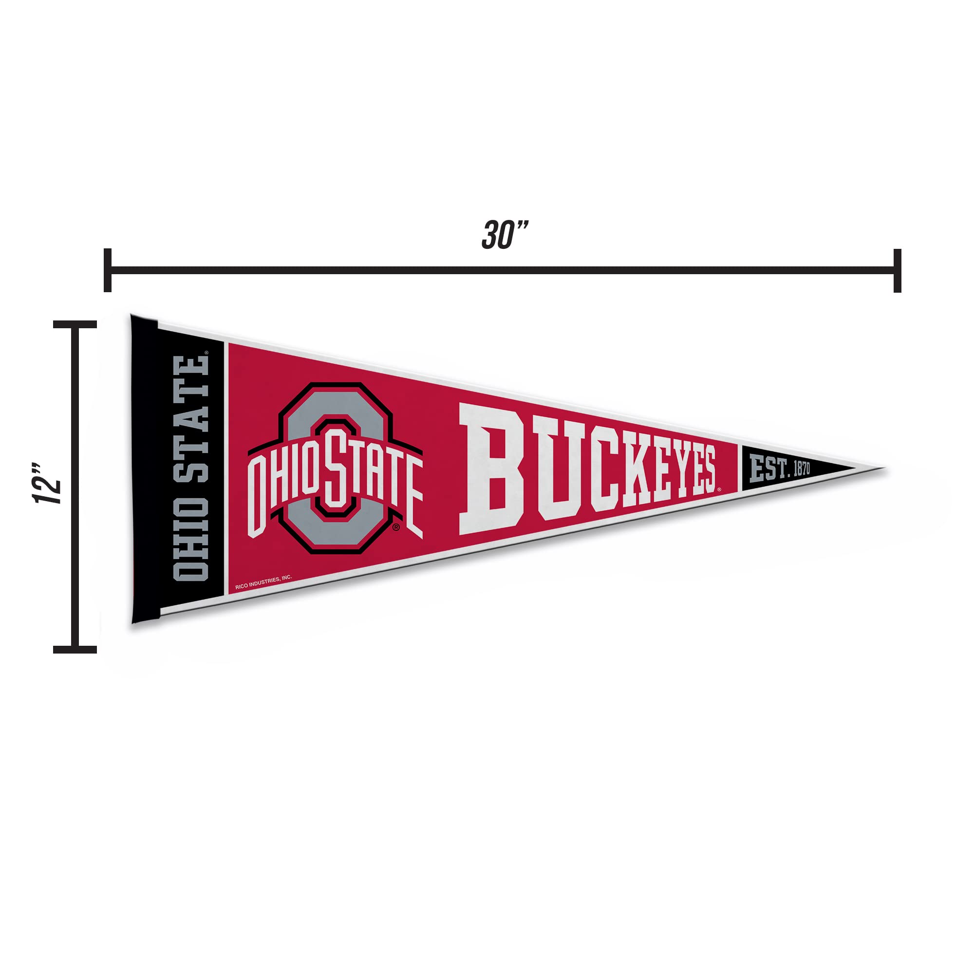 Rico Industries Ncaa Ohio State Buckeyes Exclusive 12'' X 30'' Felt Wall D  Cor Pennant - Great For Home/Bed Room/Man Cave D  Co