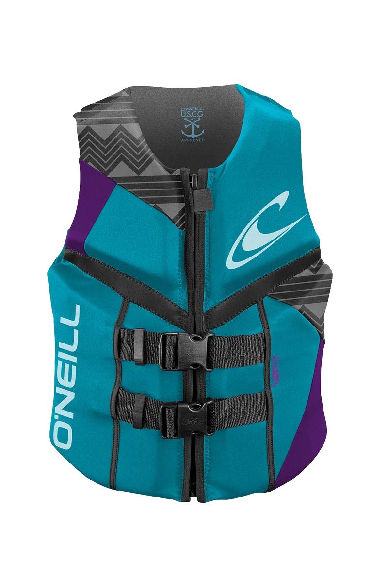 O'Neill Wetsuits Women'S Reactor Uscg Life Vest , Turquoise/Ultraviolet/Graphite, 10