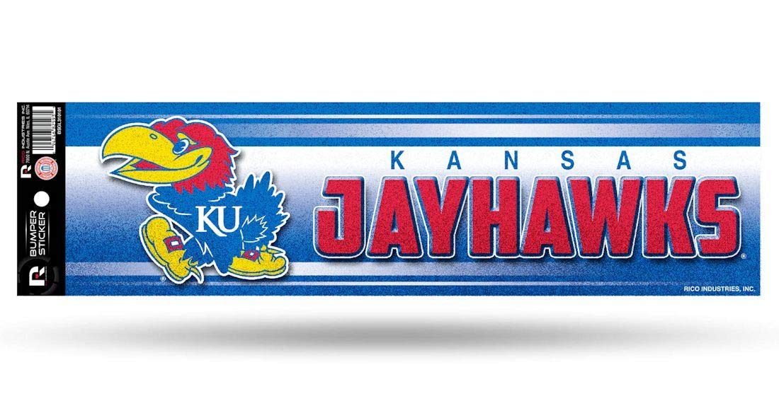 Rico NCAA Kansas Bumper Sticker, 9 x 4, Logo Color