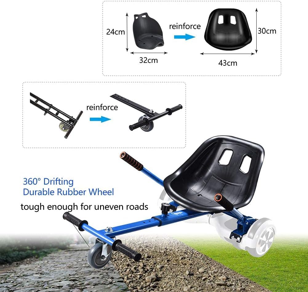 Hoverboard Seat Attachment Go-Kart Fits 6.5   / 8   / 10    Hoverboards, Hover Cart For Kids & Adults, Accessory For Self Balanc