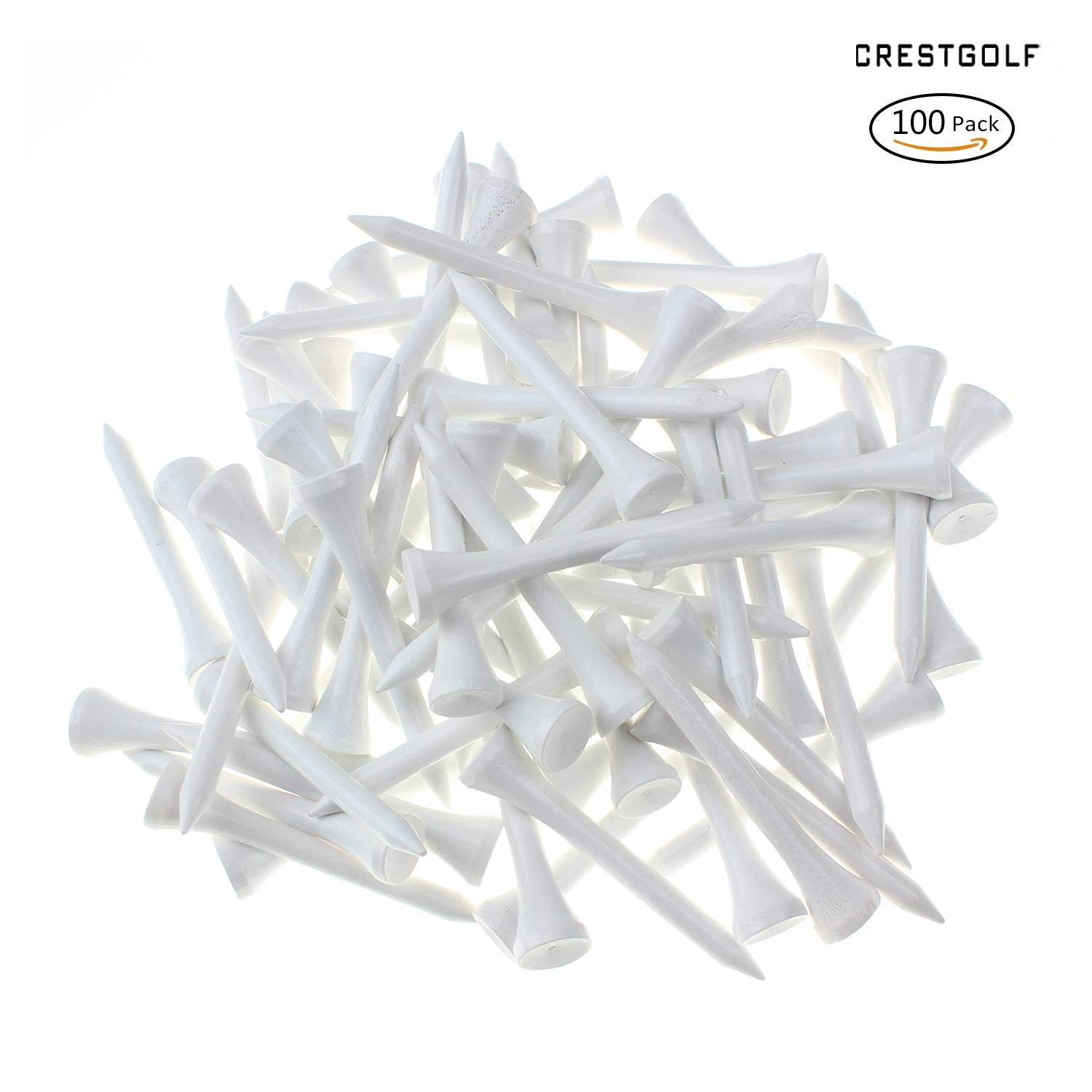 Crestgolf Wood Golf Tees 2-1/8 Inch Pack Of 100 (White)