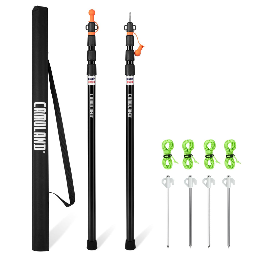 Tent Poles For Tarp, Camuland Telescoping Camping Gear Accessories Stakes For Hammock Rain Fly Sun Shade Adjustable Lightweight
