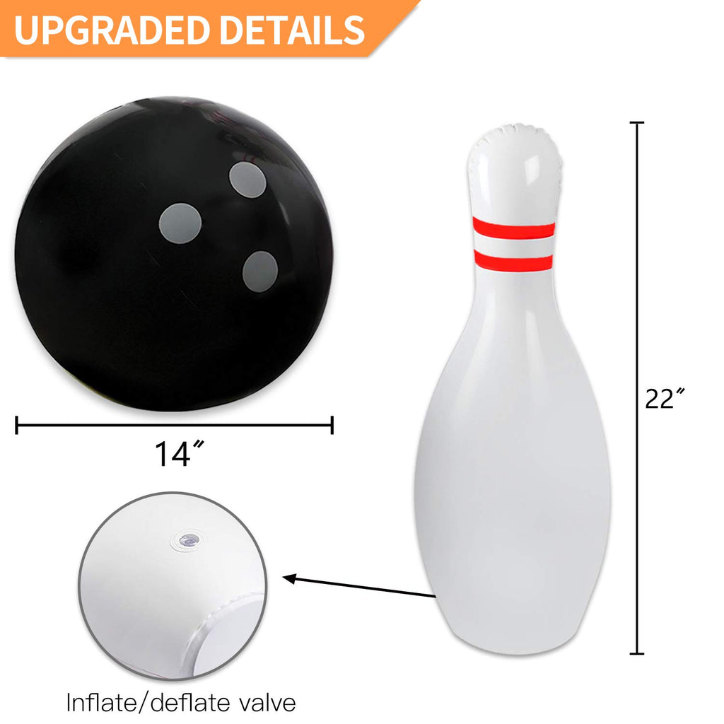 Novelty Place Giant Inflatable Bowling Set For Kids & Adults, One 14 Inches Ball With Six 22 Inches Pins