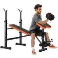 Multi-Function 6 In 1 Weight Bench Set - Leg Press, Preacher Curl Rack, Adjustable Workout Bench & Squat Rack For Full Body Exer