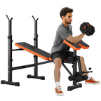 Multi-Function 6 In 1 Weight Bench Set - Leg Press, Preacher Curl Rack, Adjustable Workout Bench & Squat Rack For Full Body Exer