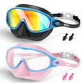 2 Pack Kids Swim Goggles with Nose Cover, Anti-Fog UV Protection Swimming Goggles for Children Youth 3-15,Wide View