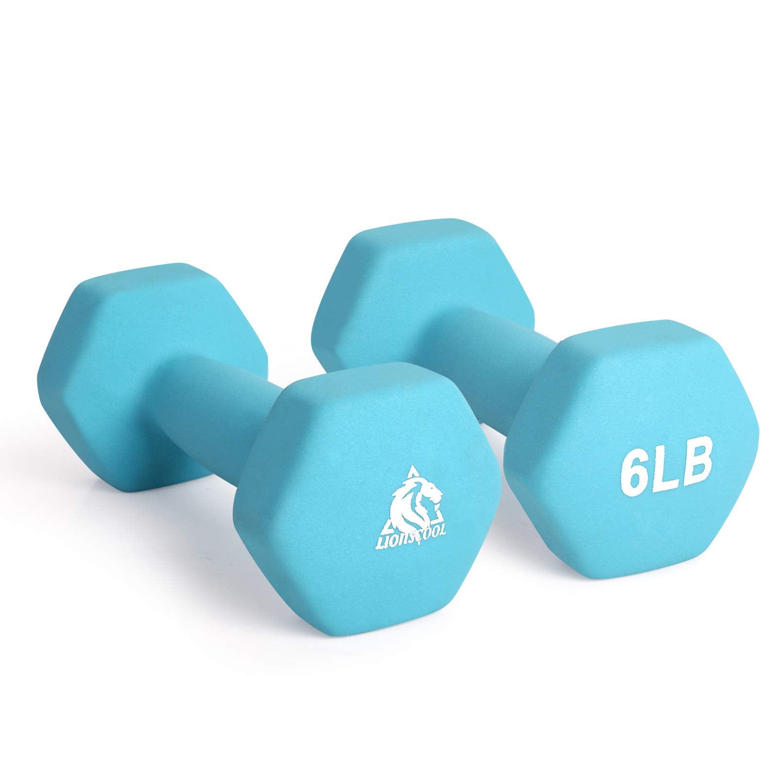 Lionscool Neoprene Coated Dumbbell Weights (Skyblue 6Lb Pair)