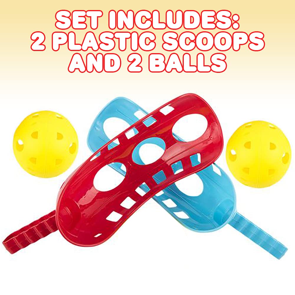 Artcreativity Scoop & Toss Game Set - 2 Scoops & 2 Balls, Fun Outdoor Lawn Game For Kids & Adults, Great For Yard, Beach, Picnic