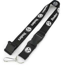 Aminco Nfl Pittsburgh Steelers Team Lanyard, Black & White, Size 6