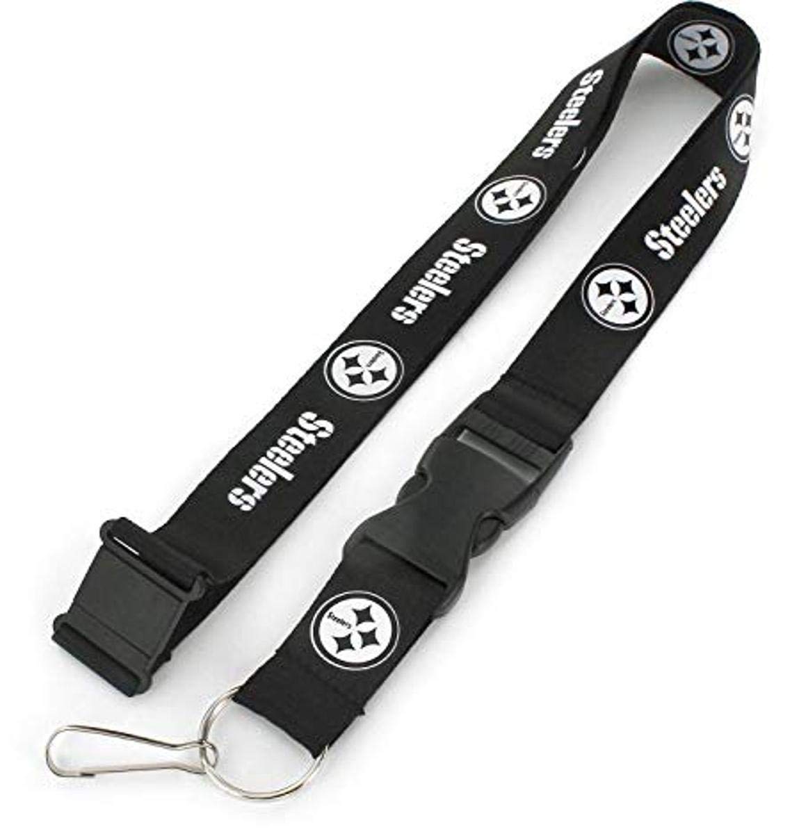Aminco Nfl Pittsburgh Steelers Team Lanyard, Black & White, Size 6