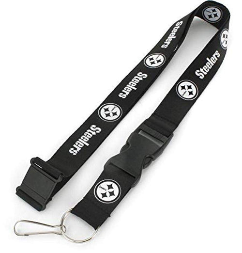 Aminco Nfl Pittsburgh Steelers Team Lanyard, Black & White, Size 6