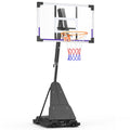 Yohood Basketball Hoop Outdoor Portable 44/48 Inch Backboard, 10ft Quickly Adjustable Basketball Goal System with Wheels for Cou