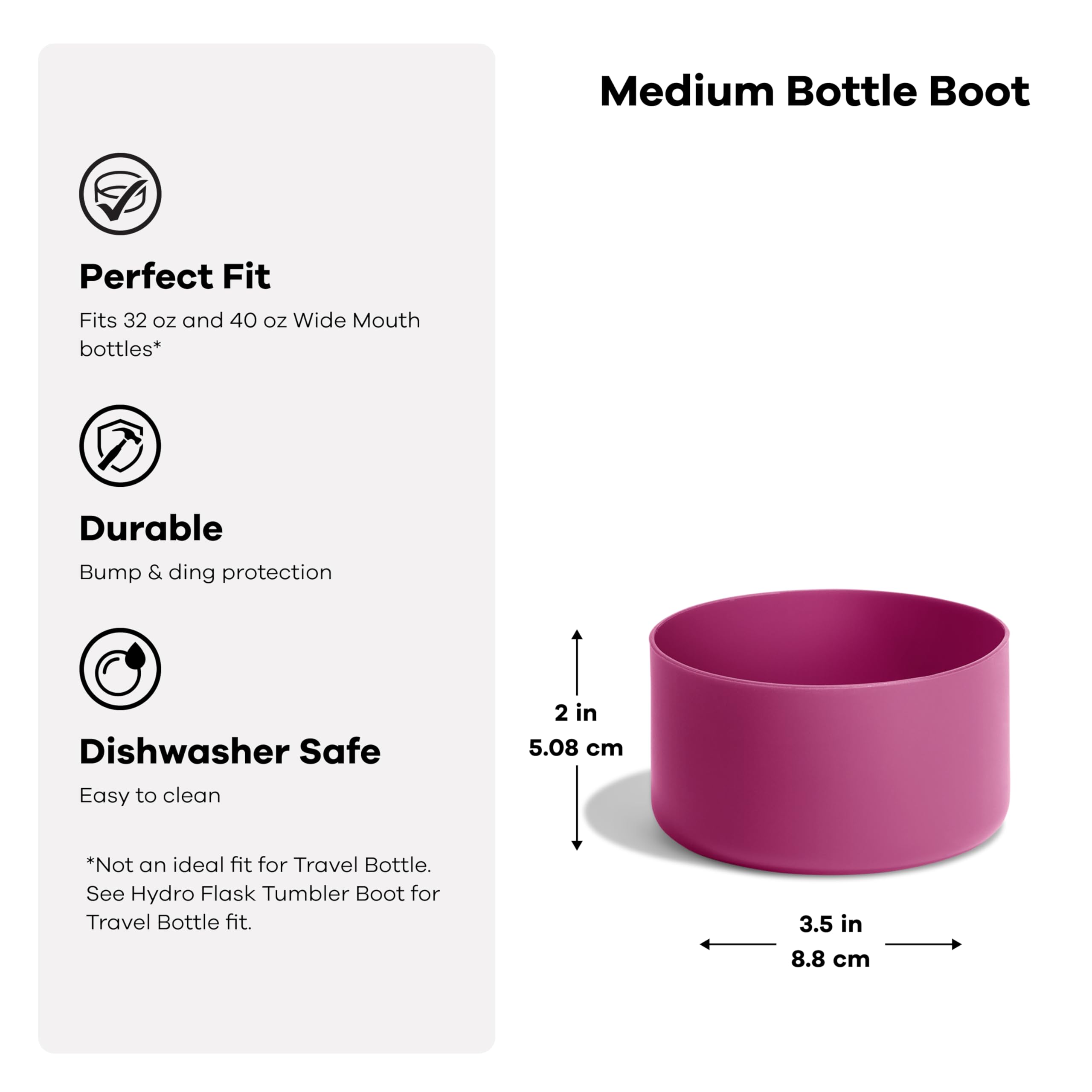 Hydro Flask Bottle Boot - Bottom Protector Sleeve - Silicone Water Bottle Accessory Medium Beachplum Purple
