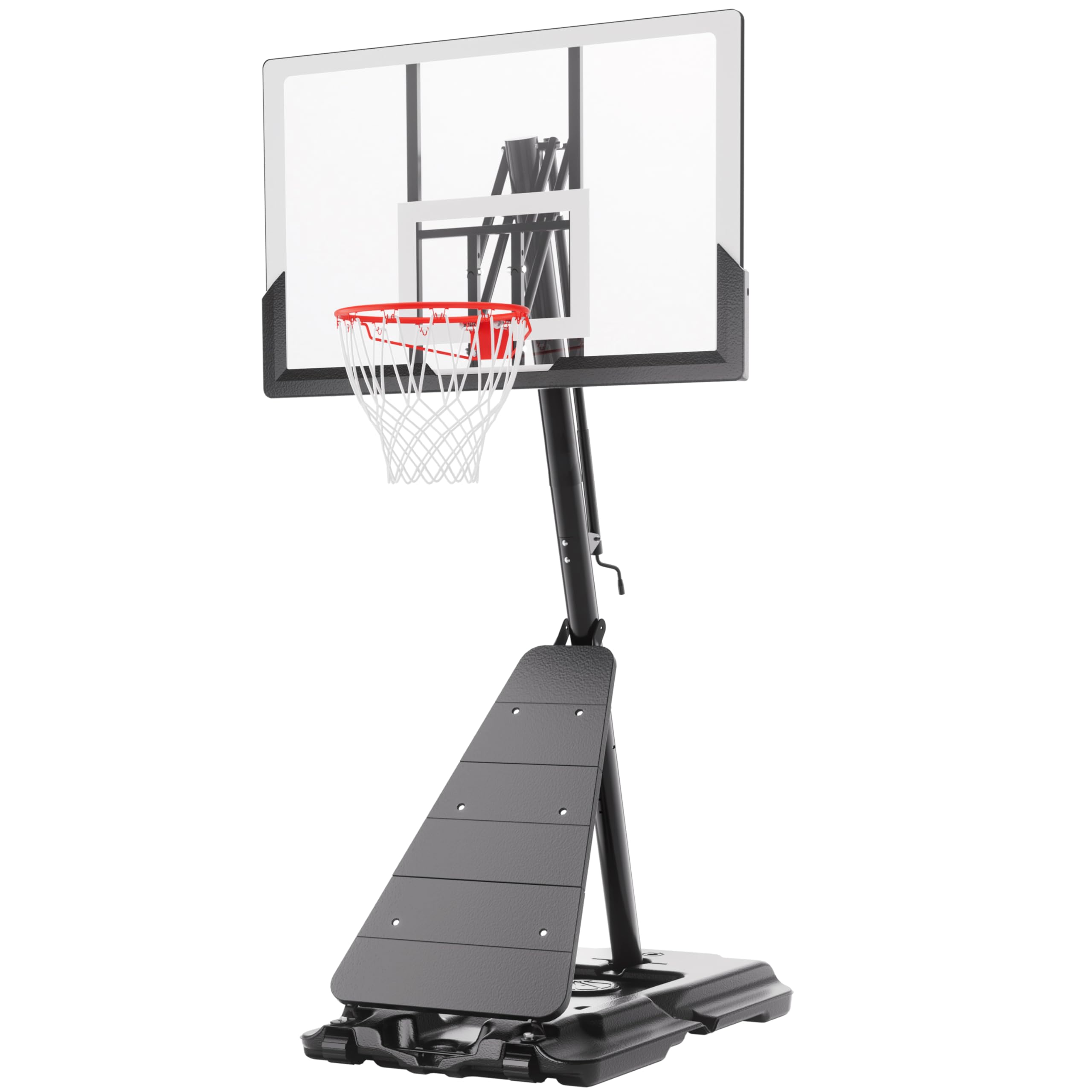 Feelwin Basketball Hoop Outdoor System with 10ft Height Adjustable, 45/48in Steel Frame Backboard Basketball Goal Court System, 