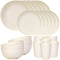 Quatish 24 Piece Plates And Bowls Sets For 6, Unbreakable Dinnerware Sets, Plastic Dish Set For Camping, Dishwasher Microwave Sa