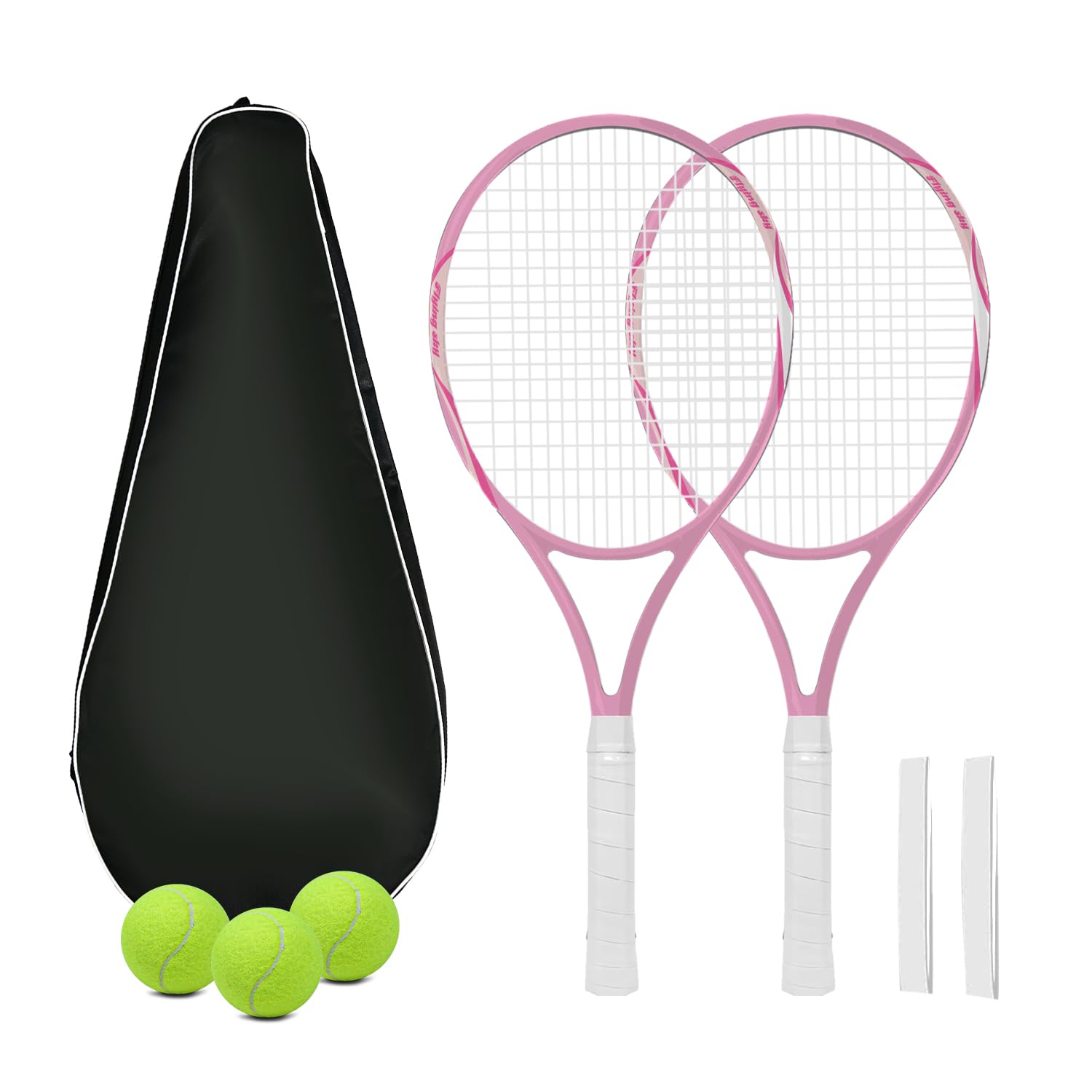 Tennis Racket Set for Adults, 27 Inch Pre-Strung Rackets (2 Pack) with Tennis Balls, Carry Bag, Grip Tape,Perfect for Beginners,