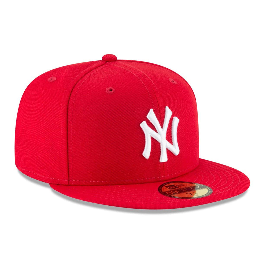New Era Mens Mlb Basic Ny Yankees 59Fifty Fitted Cap, Scarlet, 7 3/8