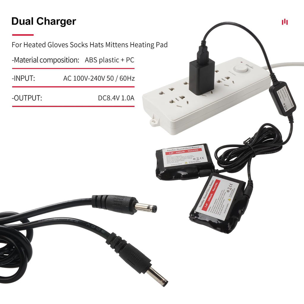 Smarkey 8.4V Heated Glove Charger For Insole Socks Jacket Battery Charging (Easy For Outdoor And Travelling)