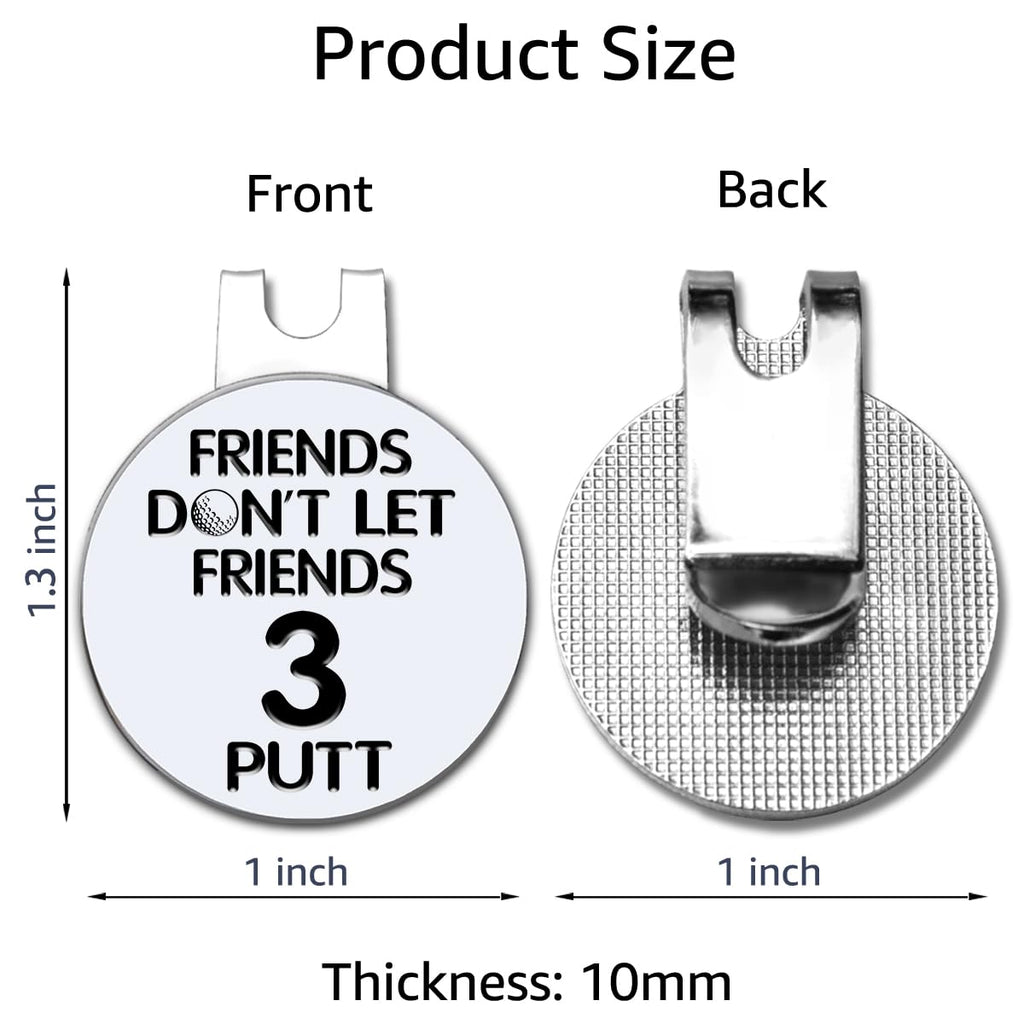 Hafhue Friends Dont Let Friends 3 Putt Golf Ball Marker With Magnetic Hat Clip, Funny Golf Accessories And Golf Gifts For Women