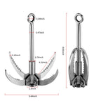 Ant Mag Grappling Hook Stainless Steel Claw Carabiner With 20M/65Ft 8Mm Auxiliary Blue Rope For Camping Hiking Tree Grabbing And