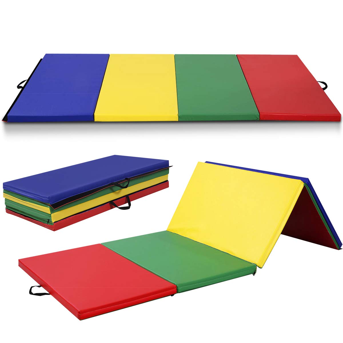 Giantex 4X10X2 Gymnastics Mat Folding Panel Thick Gym Fitness Exercise (Multicolor), 4X10X2