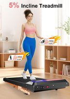 2.5HP Walking Treadmill Pad Incline, Under Desk Treadmill with Remote, 3 in 1 Low Noise Small Walking Mini Pad with Led Screen,