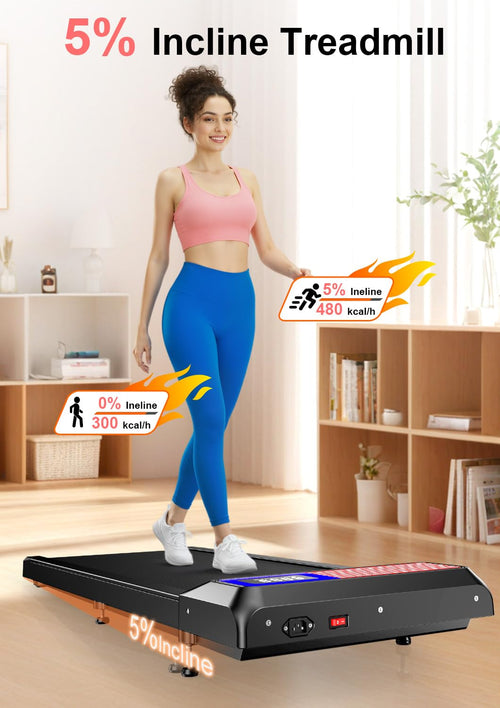 2.5HP Walking Treadmill Pad Incline, Under Desk Treadmill with Remote, 3 in 1 Low Noise Small Walking Mini Pad with Led Screen,