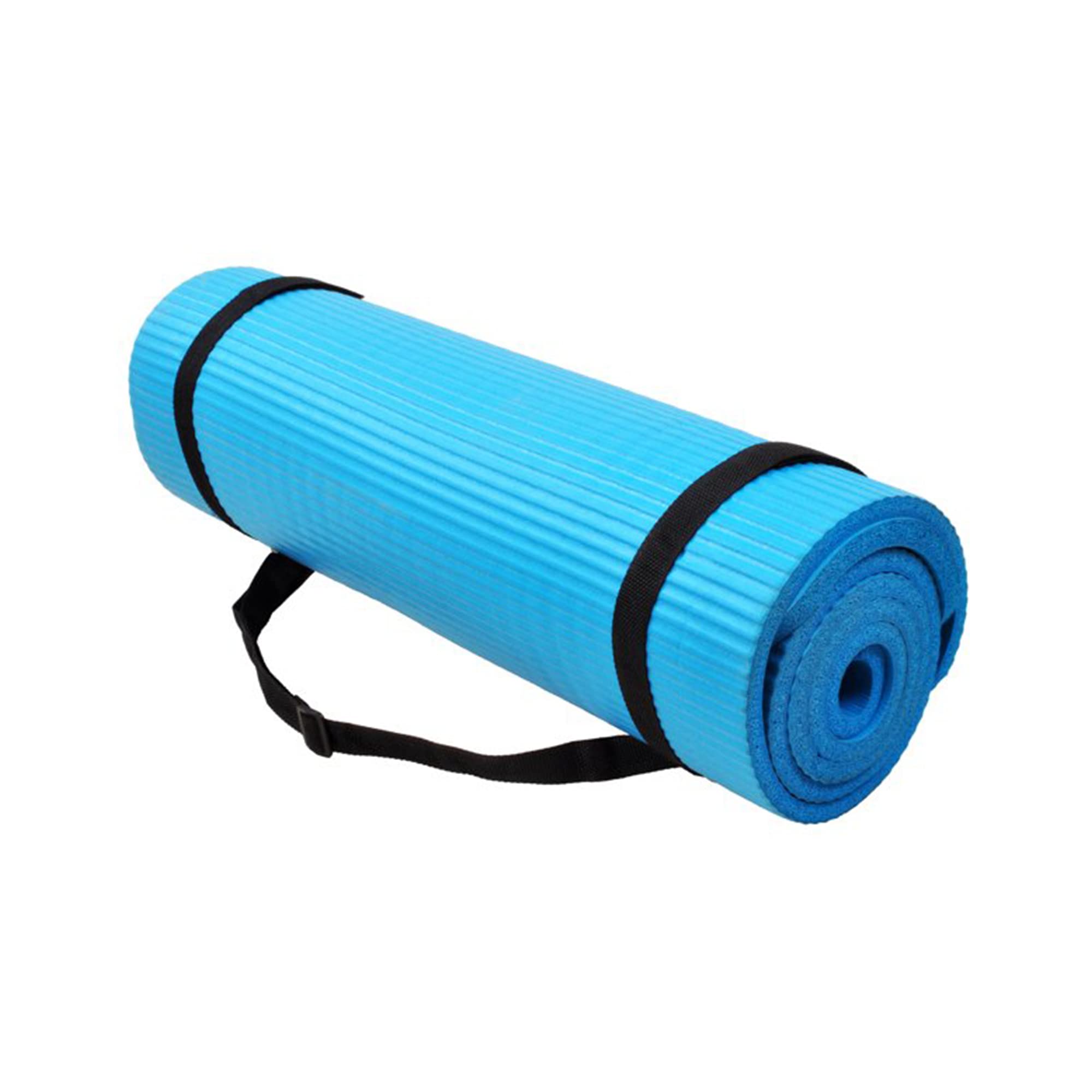 Fitvids All Purpose 1/2-Inch Extra Thick High Density Anti-Tear Exercise Yoga Mat And Knee Pad With Carrying Strap, Blue