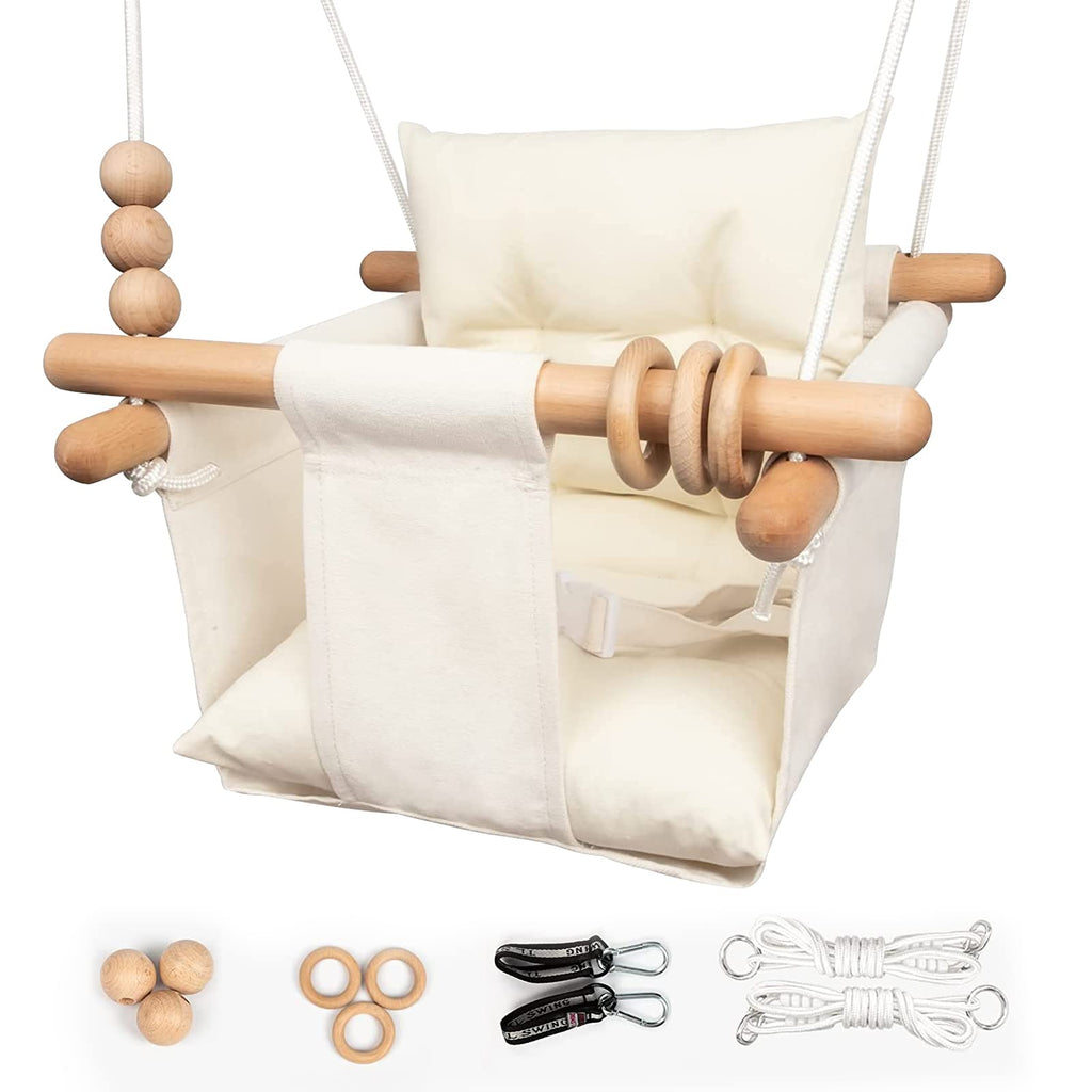 Baby Swing Outdoor Indoor Toddler Swing Seat With Safety Belt, Canvas Hanging Swings Outside Tree Swing Great Gift For Baby Boys