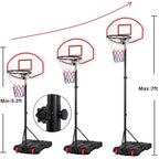Yaheetech Portable Basketball Hoop System For Youth Indoor Outdoor W/Backboard & Wheels & Fillable Base, 5.2-7 Ft Adjustable Hei