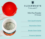 Cleanwaste Portable Mini Poo Powder Deodorizing Waste Treatment - 55 Scoops - Pee And Poop Gelling Powder For Camping, Travel, E