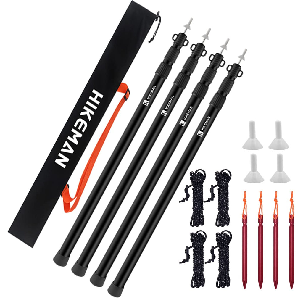 Hikeman Set Of 4 Tarp Poles Adjustable Aluminum Telescoping Tarp Poles, Lightweight Canopy Poles Portable Tent Poles For Outdoor