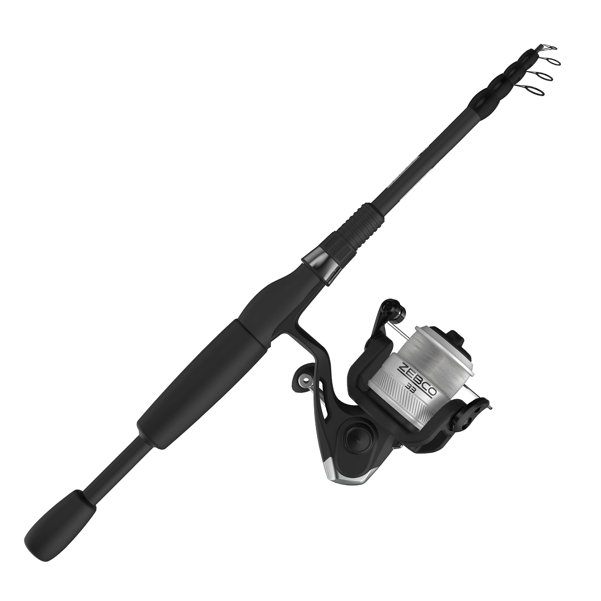 Zebco 33 Spinning Reel And Telescopic Fishing Rod Combo, Extendable 20-Inch To 6-Foot Fiberglass Fishing Pole, Eva Rod Handle, S