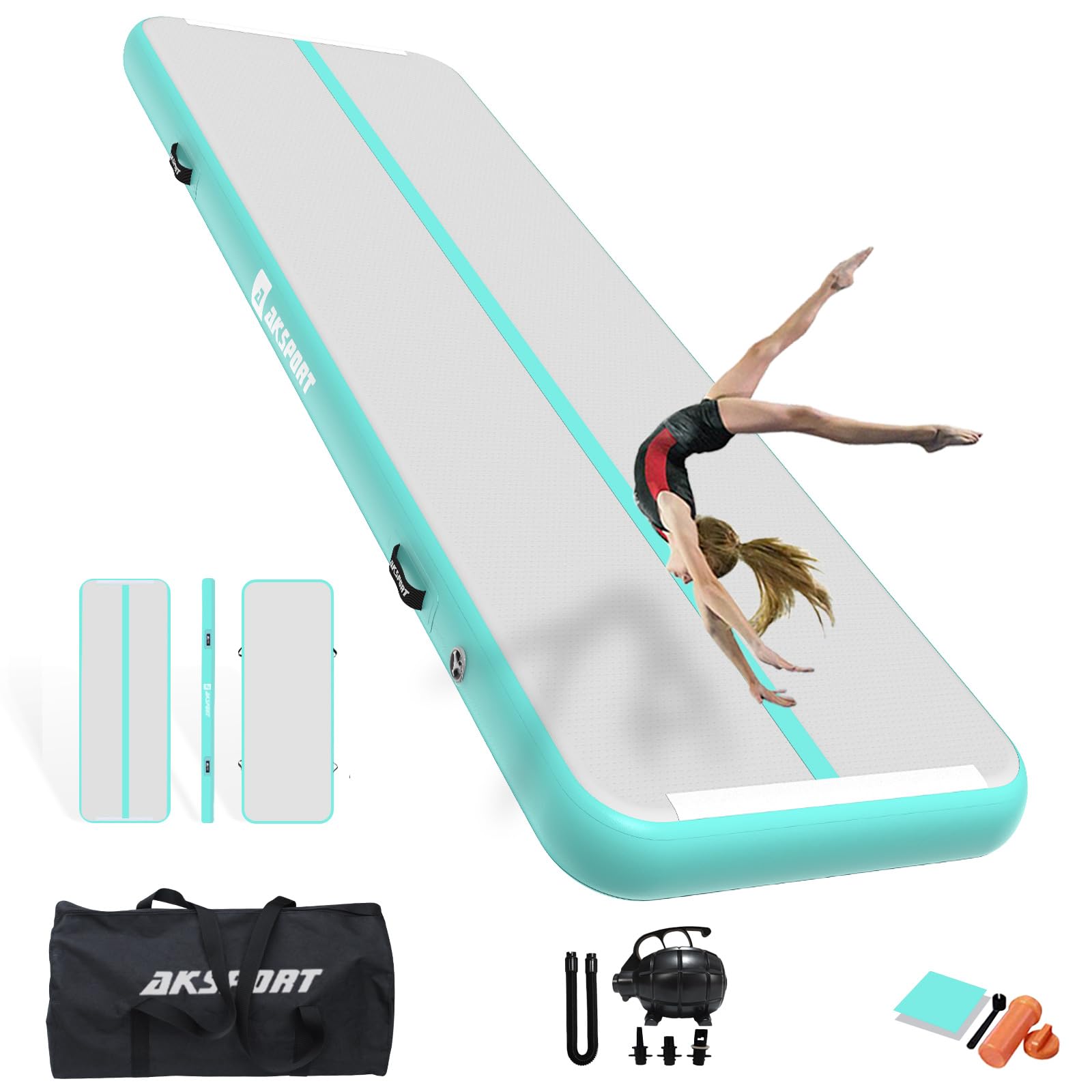 Aksport Air Mat Tumble Track 10Ft 13Ft 16Ft 20Ft Inflatable Gymnastics Mat Air Tumbling Mat With Air Pump For Home Use/Tumble/Gy