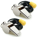 Hipat Whistle, 2 Pack Stainless Steel Sports Whistles With Lanyard, Loud Crisp Sound Whistles Great For Coaches, Referees, And O