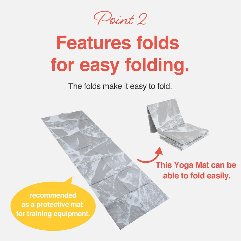 Primasole Folding Yoga Travel Pilates Mat Foldable Easy To Carry To Class Beach Park Travel Picnics 4Mm Thick, Marble Grey