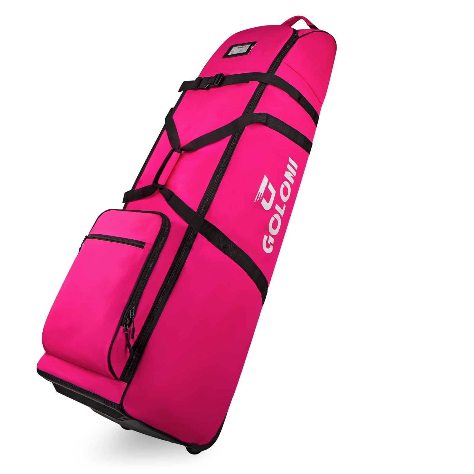 Goloni Golf Travel Bag with Wheels, Airline Approved Golf Club Travel Bag, Carry-On Golf Travel Case,Rose