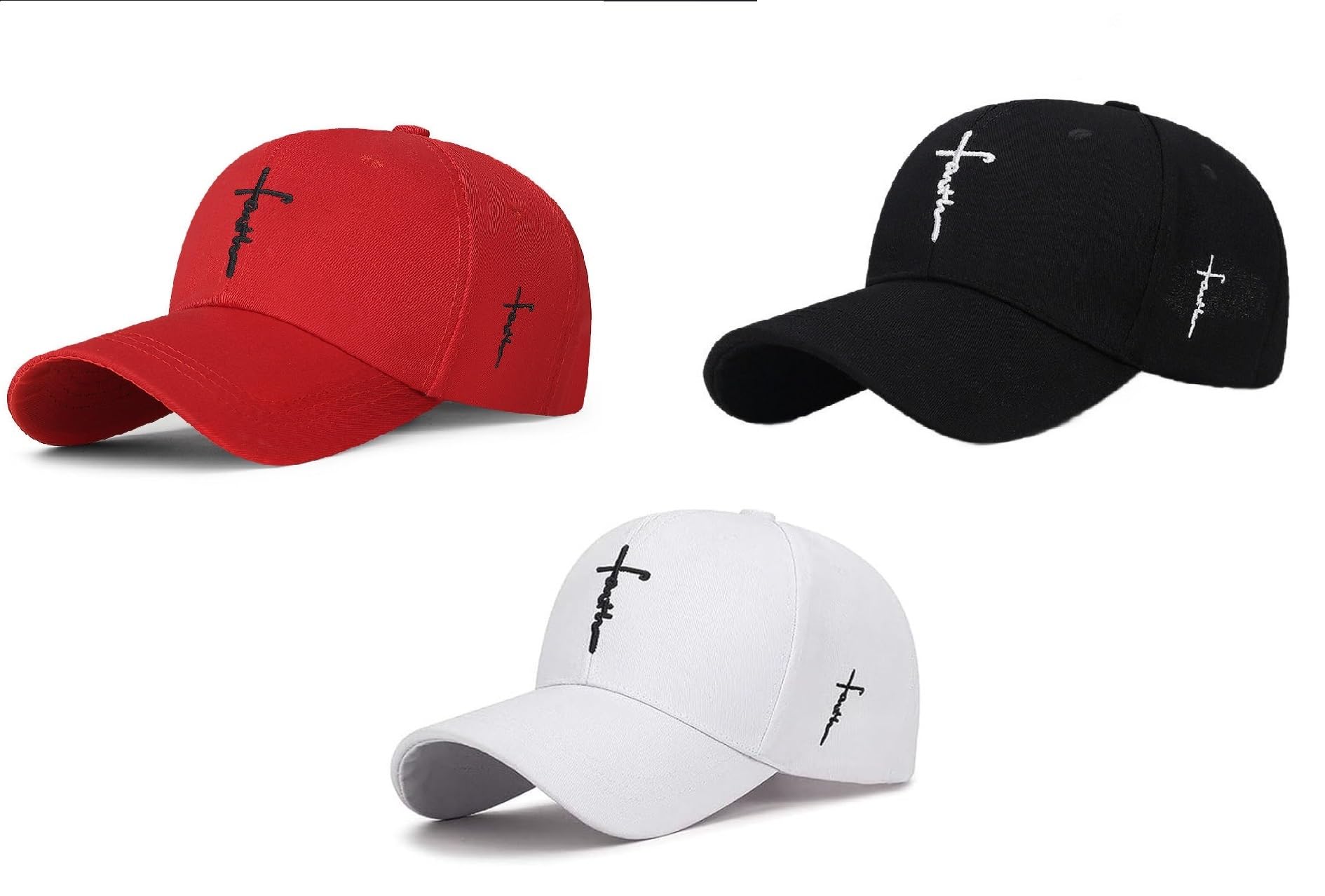 Evanden Classic Casual Cap Faith Cap Free Size (In, Alpha, Free Size, Black, Red & White)