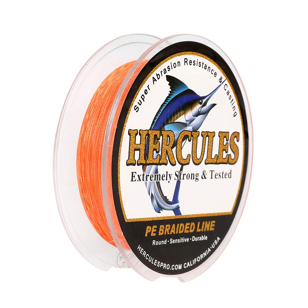 HERCULES Super Strong 500M 547 Yards Braided Fishing Line 10 LB Test for Saltwater Freshwater PE Braid Fish Lines 4 Strands - Or