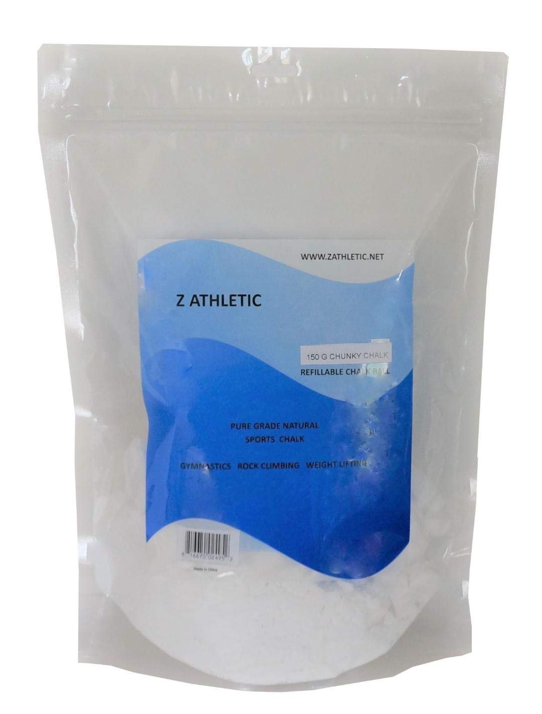 Z Athletic 2Oz Refillable Chalk Ball & 5Oz Loose Chalk For Gymnastics, Weightlifting, Climbing, White (5 Ounces)
