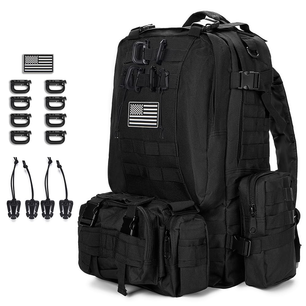 CALUOMATT Large Military Tactical Backpack for Men, 40-50L Backpacks for Women, Bug out Bag Army 3 Days Assault Pack Bags Rucksa
