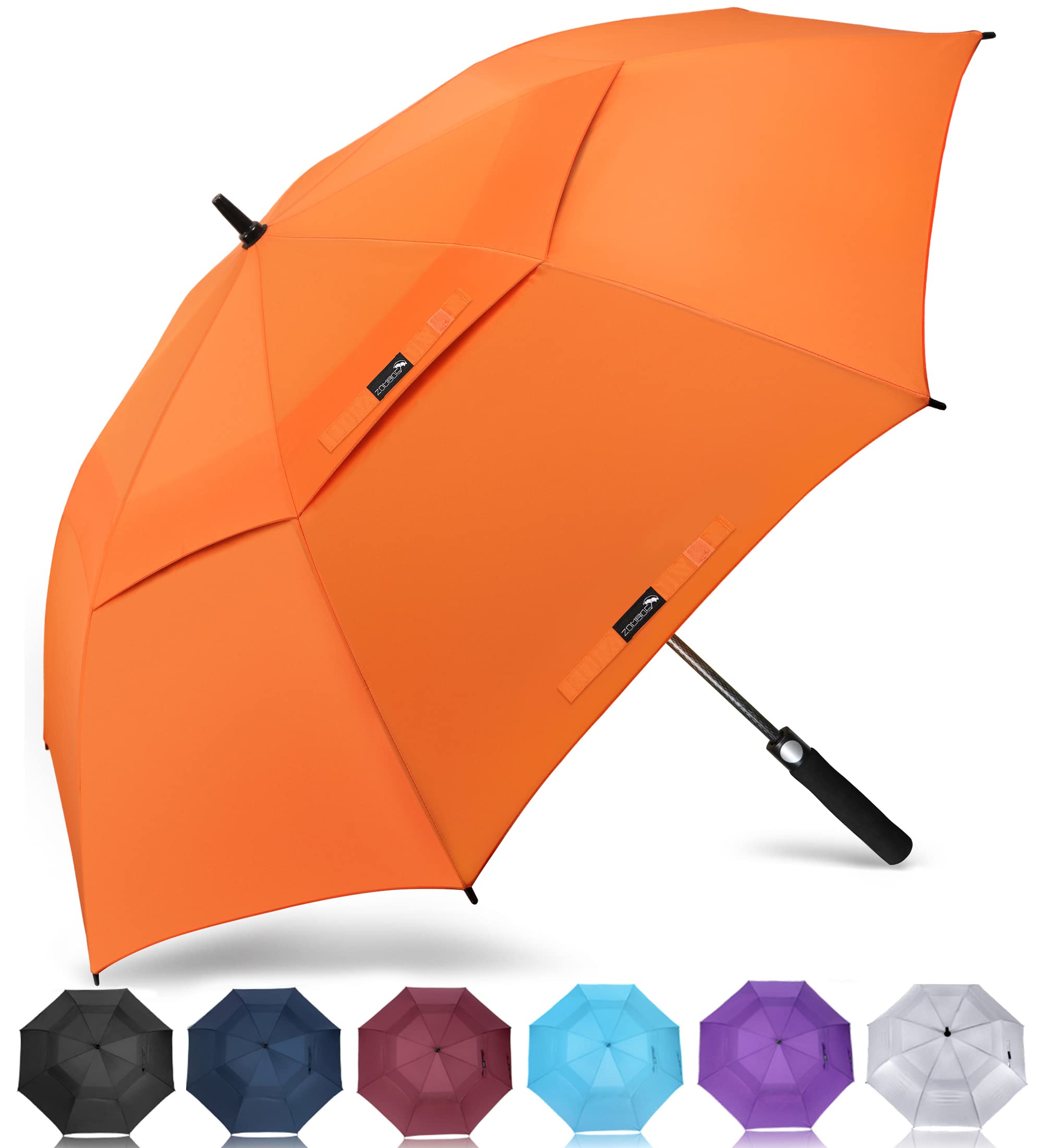 Zomake Large Golf Umbrella 62 Inch - Double Canopy Vented Golf Umbrellas For Rain Windproof Automatic Open Golf Push Cart Umbrel