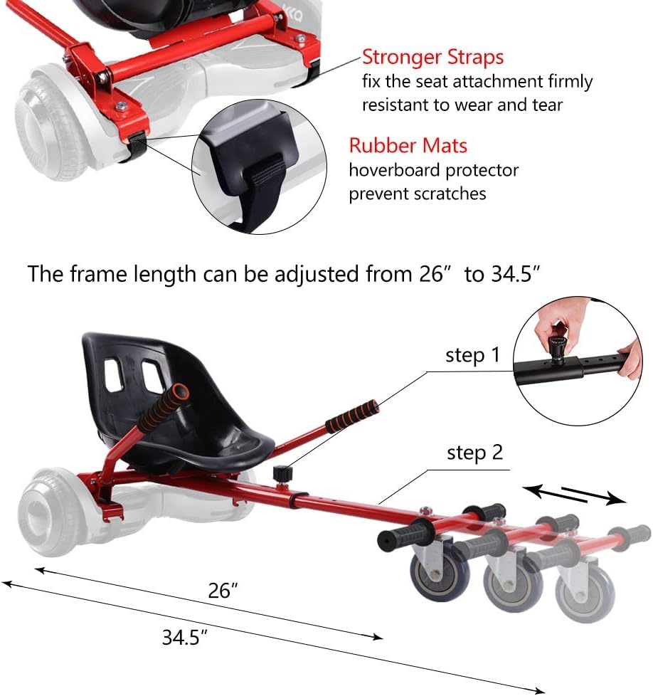 Hoverboard Seat Attachment For 6.5   -10    Hover Board, Buggy Go Kart Conversion Kit, Accessory For Self Balancing Scooter, Hov