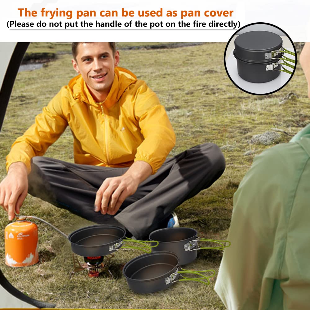 Gutsdoor Camping Cookware Set Camping Gear Campfire Utensils Non-Stick Cooking Equipment Lightweight Stackable Pot Pan Bowls Wit